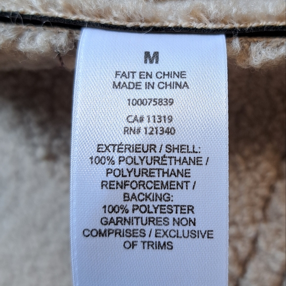 Garage Cropped Aviator Jacket Sherpa Lined Coat Brown Faux Leather Women's Sz M - Picture 16 of 16